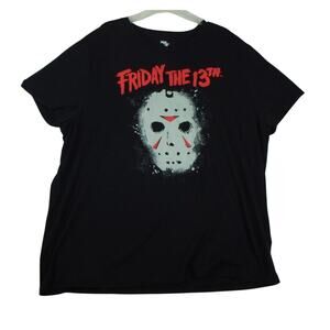 Friday the 13th T-Shirt Men's Black Jason Mask Tee 3XL Short‎ Sleeve